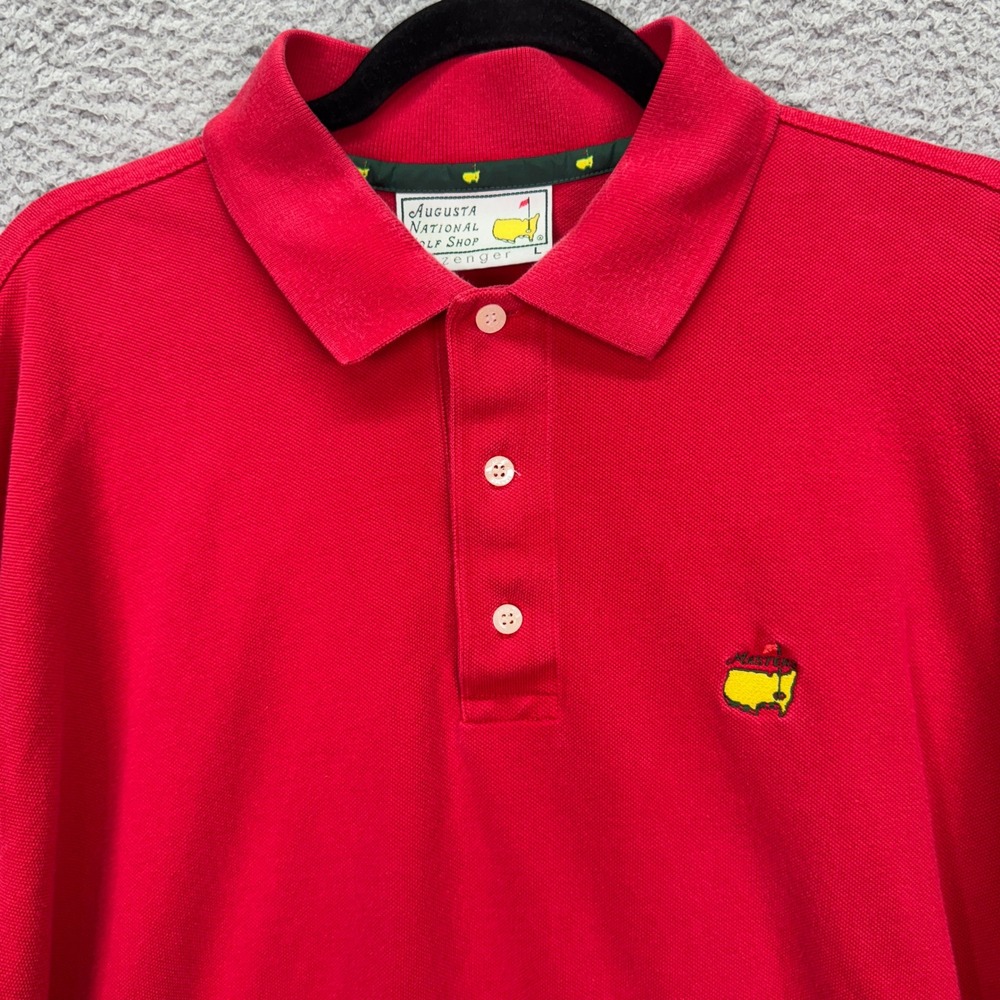 VTG Masters Polo Shirt Men L Red Augusta National Golf Shop Slazenger 90s Preppy